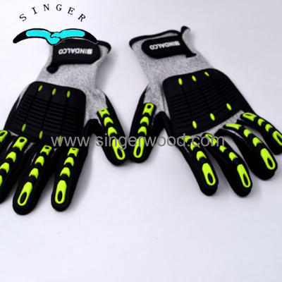 PRI Mens Aramid Mining Oil Field Drill Protection Leather TPR Impact Hand Anti Cut Resistant Gloves